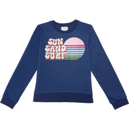 Willow Blossom Big Girls Sun Sand Surf Sweatshirt in Blue