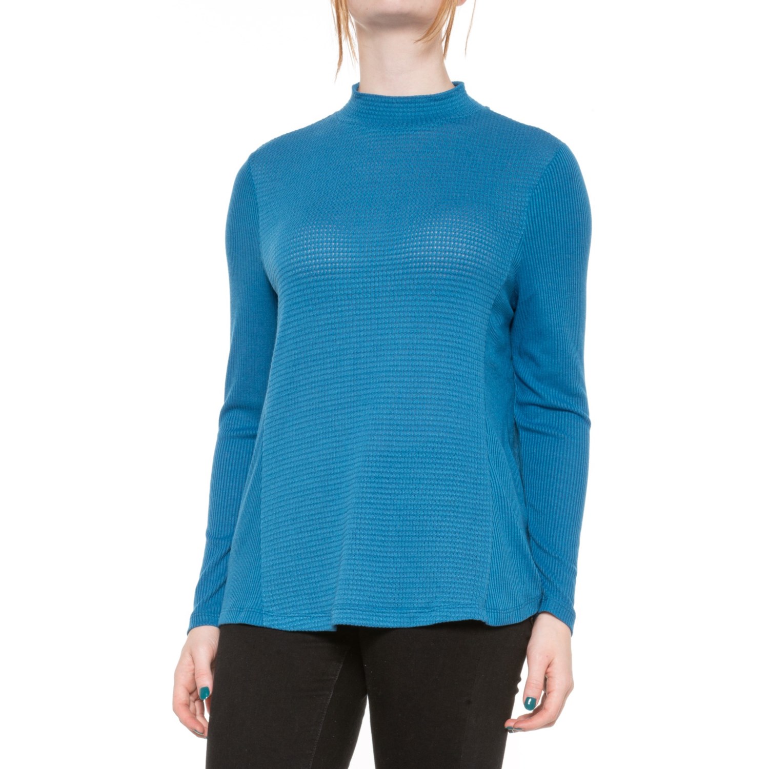 Willow Blossom Mock Neck Waffle-Knit Drape Shirt (For Women) - Save 55%