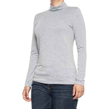 Willow Blossom Recycled Blend Mock Neck Shirt - Long Sleeve in Medium Heather Grey