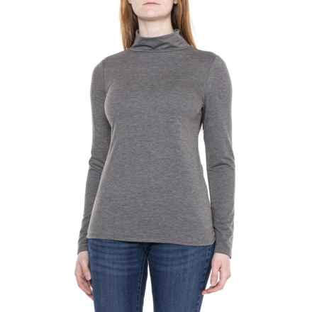 Willow Blossom Recycled Knit Turtleneck Shirt - Long Sleeve in Charcoal Heather