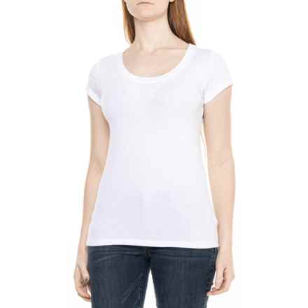 Willow Blossom Ribbed Scoop Neck T-Shirt - Short Sleeve in Brilliant White