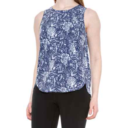 Willow Blossom Stretch-Woven Tank Top in Navybatik Floral