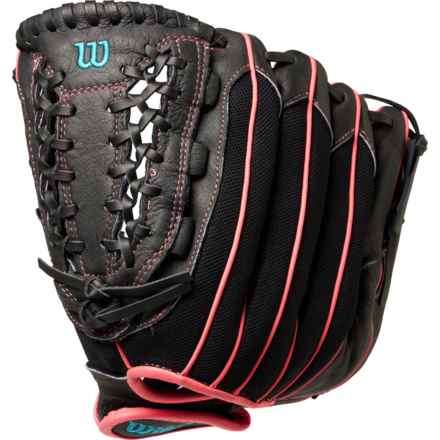 Wilson A440 Flash Infield Fast Pitch Baseball Glove - 12”, Left Hand Throw (For Boys and Girls) in Black/Pink