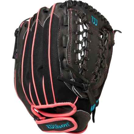 Wilson A440 Flash Infield Fast Pitch Baseball Glove - 12”, Right Hand Throw (For Boys and Girls) in Black/Pink
