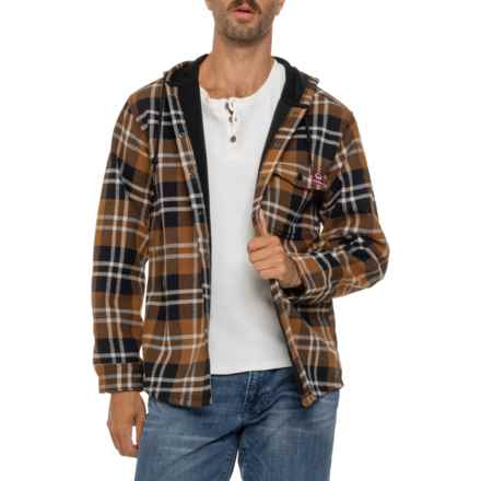 Wolverine Bucksaw Flannel Hooded Shirt Jacket - Snap Front in Pecan Plaid