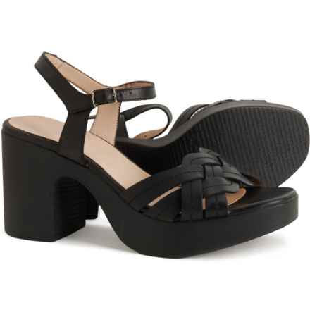 Wonders Made in Spain L-1010 Block Heel Sandals - Leather (For Women) in Black