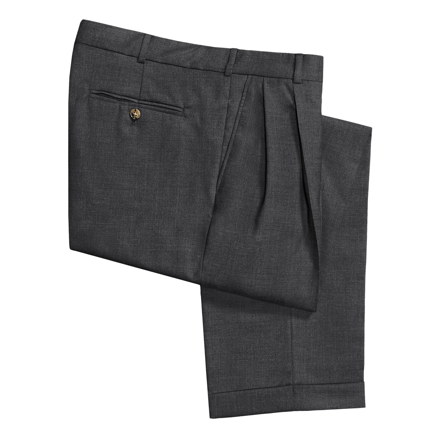 Wool Twill Double-Reverse Pants - Pleated Front (For Men) - Save 61%