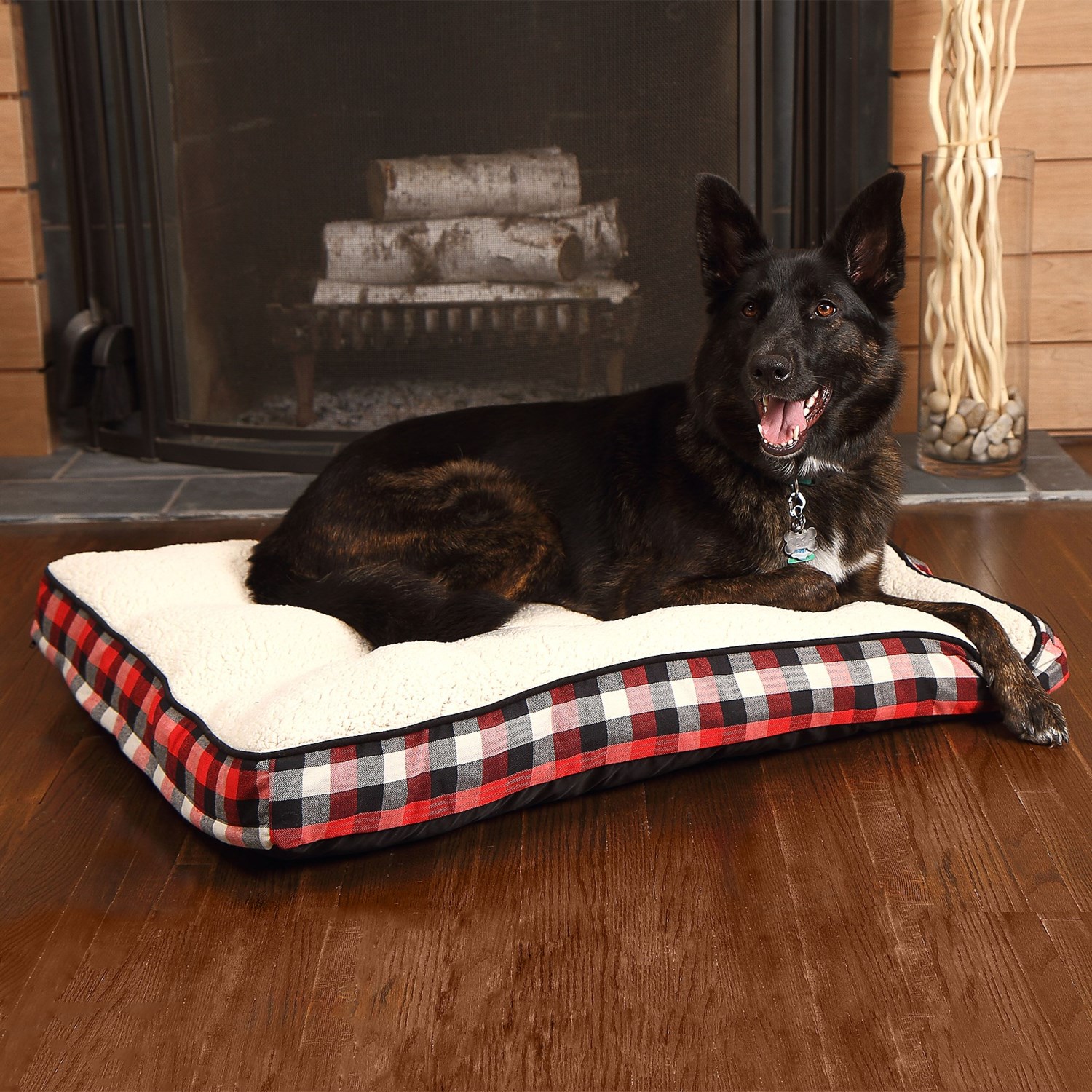 plaid dog pillow