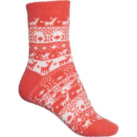 Woolrich Double-Layer Triple Deer Socks - Crew (For Men and Women) in Coral/White