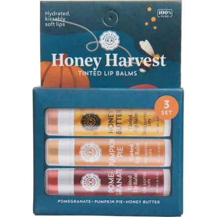 Woolzies Honey Harvest 100% Natural Tinted Lip Balms - Set of 3 in Pumpkin Pie, Honey Butter, Pomegranate