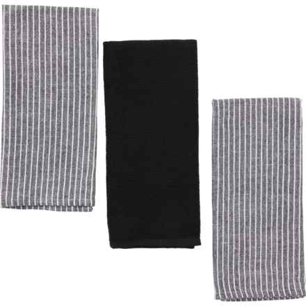 Working Kitchen Stone-Washed Terry Kitchen Towel Set - 3-Pack, 18x28” in Black
