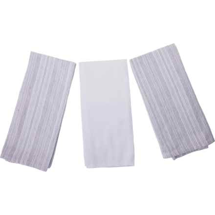 Working Kitchen Stonewashed Terry Kitchen Towels - 3-Pack, 18x28” in Silver
