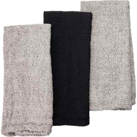 Working Kitchen Vintage Woven Kitchen Towels - 3-Pack, 18x28” in Black/Heathered