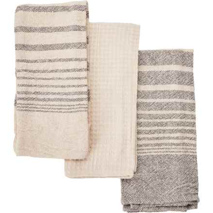 Working Kitchen Vintage Woven Kitchen Towels - 3-Pack, 18x28” in Charcoal