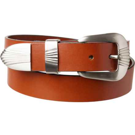 Wrangler 25 mm Scallop Three-Piece Buckle Belt Set in Brown