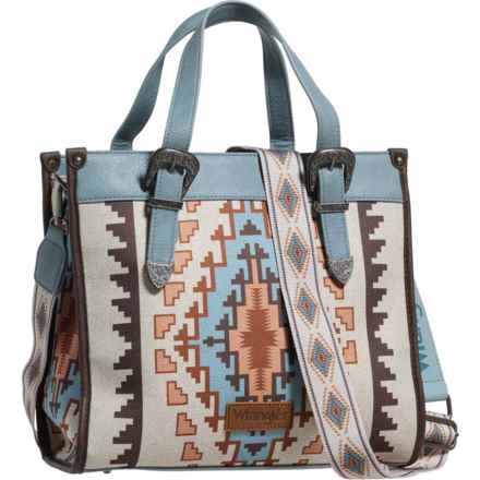 Wrangler Aztec-Print Satchel with Buckles in Jean