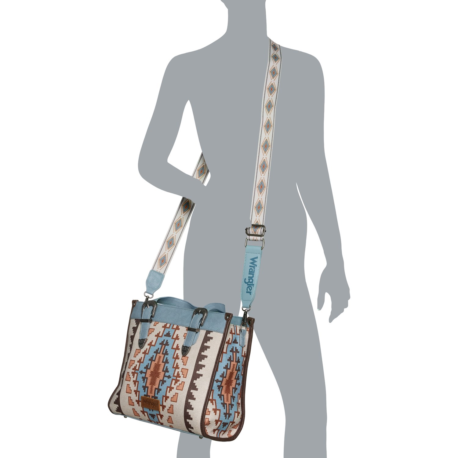 (取寄) ラングラー サッチェル ウィズ バックルズ Wrangler Aztec-Print Satchel with Buckles  Jean Wrangler Aztec-Print Satchel with Buckles - Save 40%