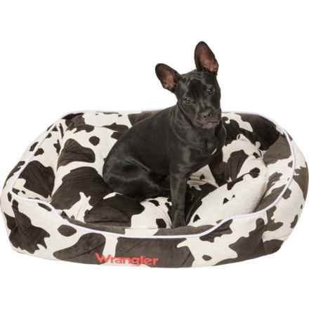 Wrangler Cow Print Box Patterned Dog Bed - 28x22x7” in Multi