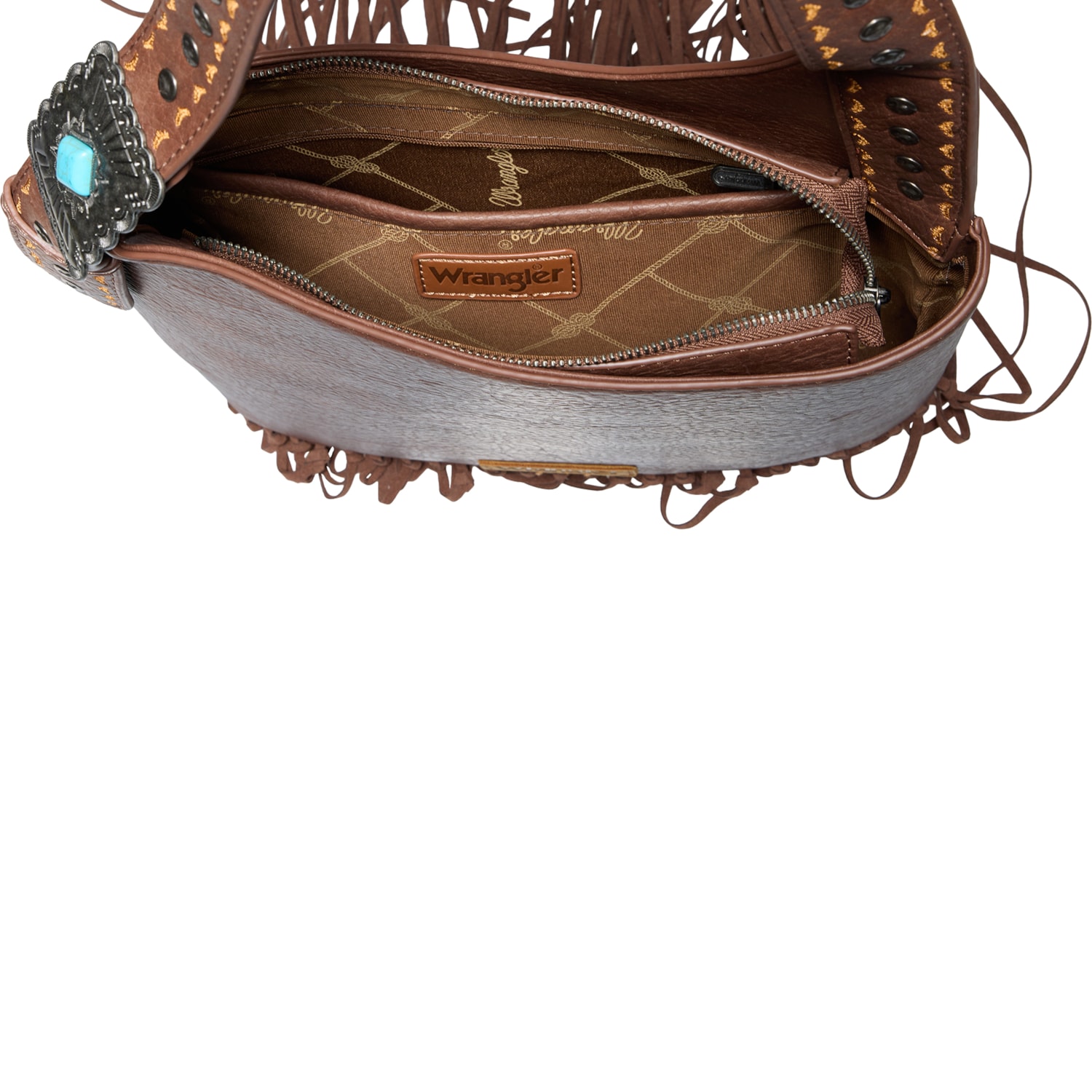 Wrangler Fringe Hobo Bag with Studded Strap - Save 56%