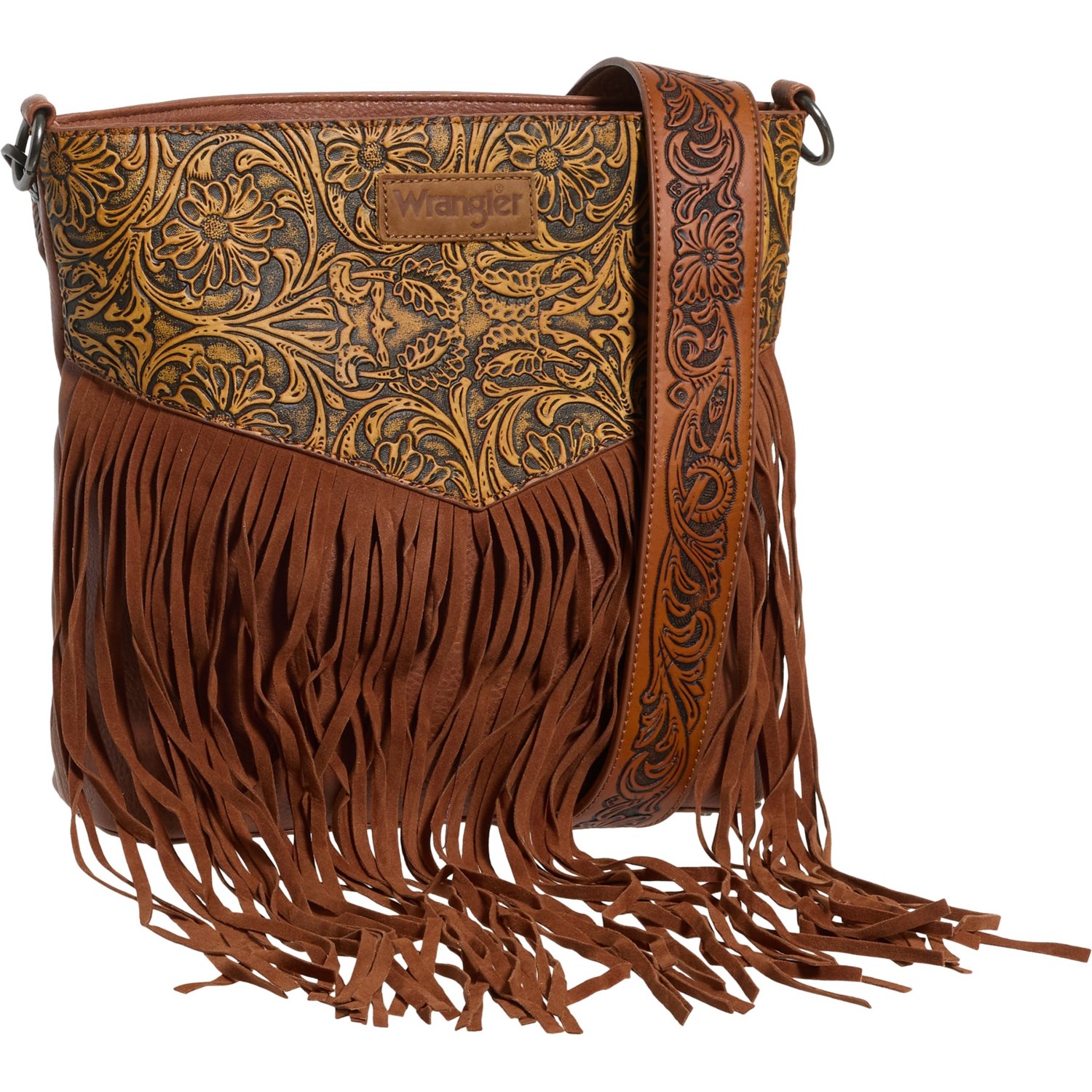 (取寄) ラングラー フリンジ ハーフ ツール クロスボディ バッグ Wrangler Fringed Half Tool Crossbody Bag  Brown Wrangler Fringed Half Tool Crossbody Bag - Save 40%