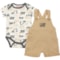 Wrangler Newborn Boys Baby Bodysuit and Knit Shortall Set - Short Sleeve in Brown Truck