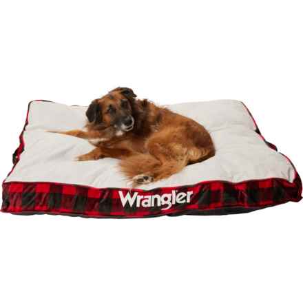 Wrangler Rectangle Printed Gusseted Dog Bed - Extra Large, 48x36” in Red