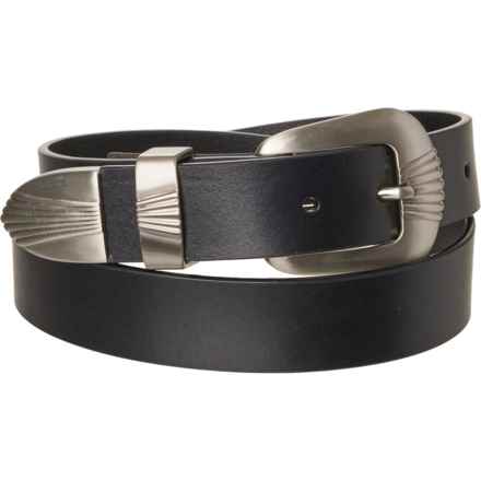 Wrangler Scallop Three-Piece Buckle Belt - Leather, 25 mm in Black