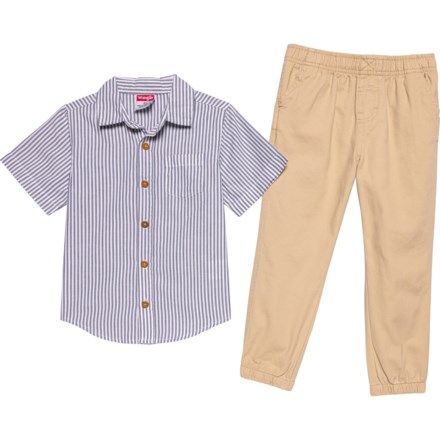 Wrangler Toddler Boys Oxford Shirt and Joggers Set - Short Sleeve in Multi