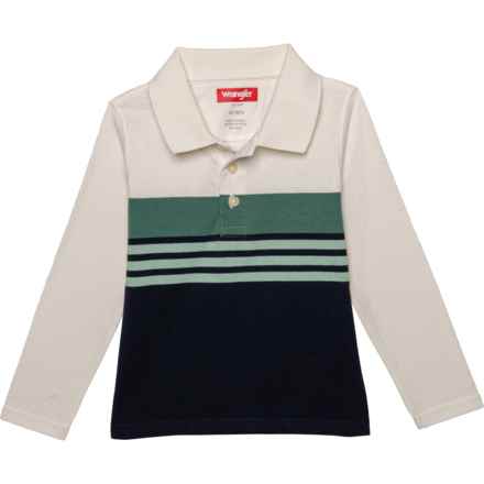 Wrangler Toddler Boys Polo Shirt - Long Sleeve in Navy Multi