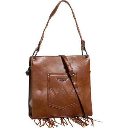 Wrangler Tooled Sling Crossbody Bag with Fringe in Brown