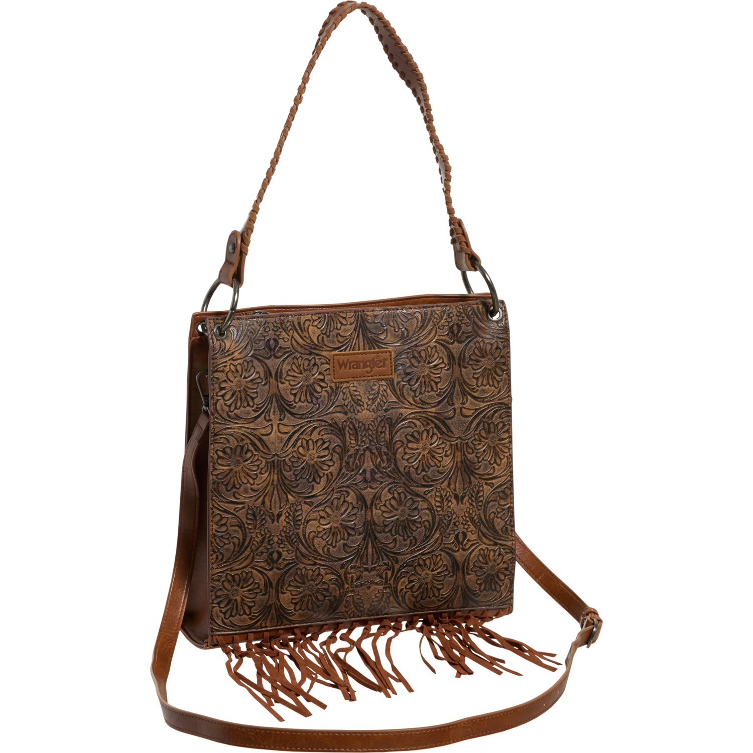 Wrangler Tooled Sling Crossbody Bag with Fringe - Save 40%