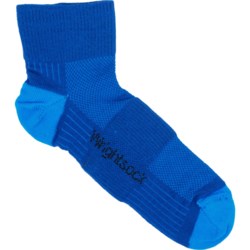 Wrightsock Large - Boys and Girls CoolMesh II Double-Layer Socks - Quarter Crew in Royal Blue W/Electric Blue Heel