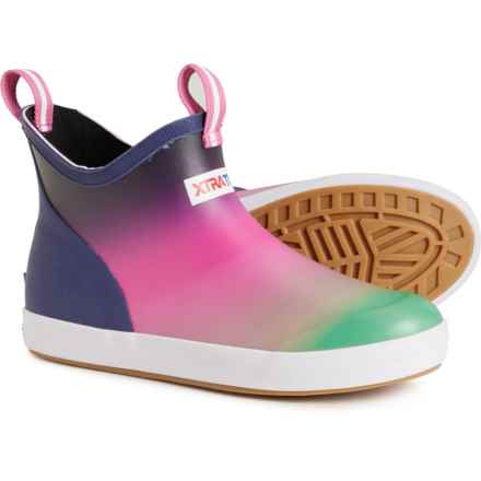 XTRATUF Girls Ankle Deck Rubber Boots - Waterproof in Purple Aurura