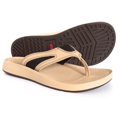 mens tan leather flip flops