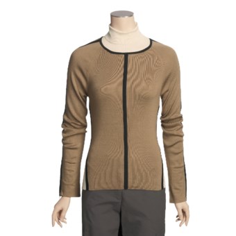 Yansi Fugel Color-Block Turtleneck Sweater - Stretch Silk, Zip Long Sleeve (For Women)