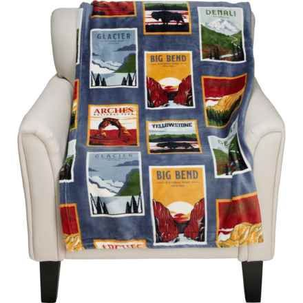 Yellow Valley National Park Printed Velvet Plush Throw Blanket - 400 gsm, 50x70” in Blue