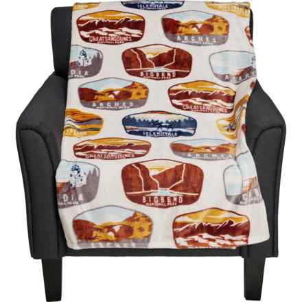 Yellow Valley National Park Printed Velvet Plush Throw Blanket - 400 gsm, 50x70” in Taupe/Brown