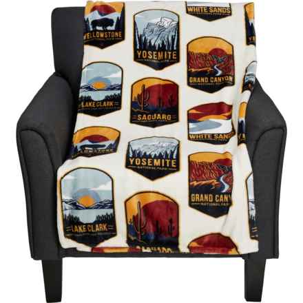 Yellow Valley National Park Printed Velvet Plush Throw Blanket - 400 gsm, 50x70” in Taupe