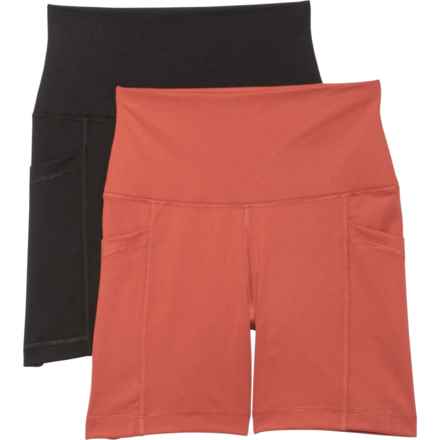 Yogalicious Lux High-Rise Side Pocket Shorts - 5”, 2-Pack in Marsala/ Black