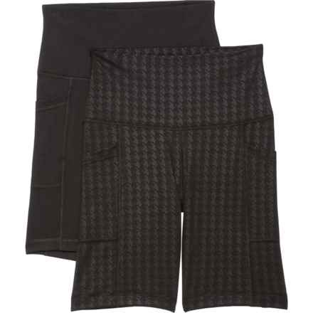 Yogalicious Lux Lux High-Rise Side Pocket Shorts - 2-Pack, 7” in Houndstooth Embo Black/Black