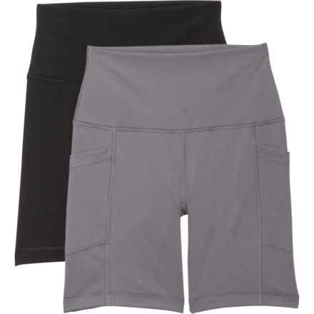 Yogalicious Lux Tribeca High-Rise Side Pocket Shorts - 2-Pack, 7” in Quiet Shade/Black