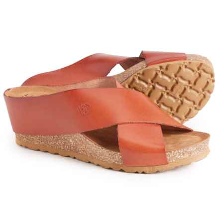 Yokono Made in Spain Cross-Band Wedge Sandals - Leather (For Women) in Nuez