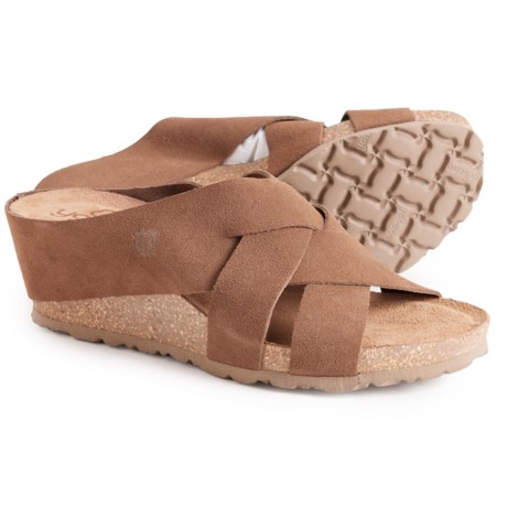 Yokono Made in Spain Multi-Cross Wedge Sandals - Suede (For Women) in Taupe