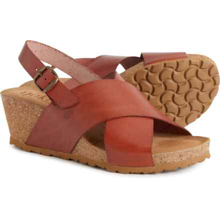 Yokono Made in Spain Sling Back X-Band Wedge Sandals - Leather (For Women) in Cognac