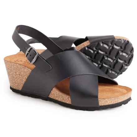 Yokono Made in Spain Sling Back X-Band Wedge Sandals - Leather (For Women) in Negro