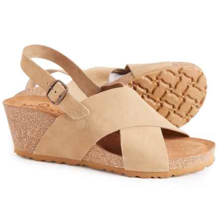Yokono Made in Spain Sling Back X-Band Wedge Sandals - Leather (For Women) in Taupe