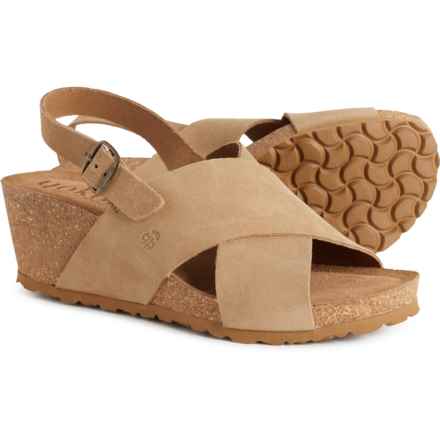 Yokono Made in Spain Sling Back X-Band Wedge Sandals - Nubuck (For Women) in Taupe