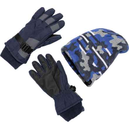 ZeroXposur Camo Stripe Thinsulate® Beanie and Gloves Set (For Big Boys) in Navy