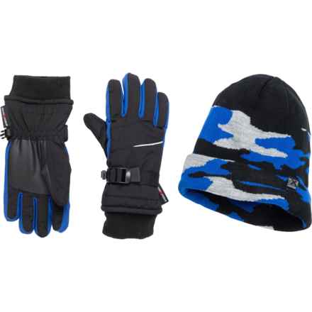 ZeroXposur Cuffed Captain Beanie and Ski Glove Set (For Big Boys) in Freeze
