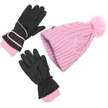 ZeroXposur Sharon Beanie and Gloves Set (For Girls) in Magnolia/Black